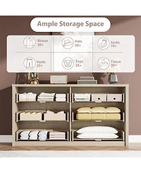 gaomon 6 Drawer Dresser for Bedroom, Wide Handle-Free Wooden Chest of Drawers, Modern Storage Cabinet for Living Room or Entryway