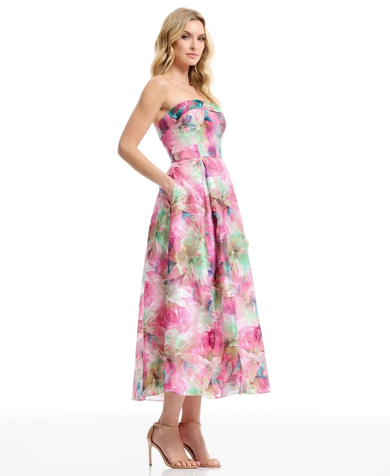 Dress the Population Women's Mika Strapless Floral