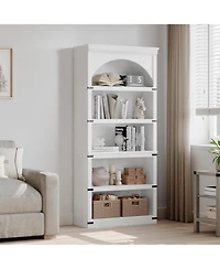 gaomon 68.7" Tall Arched Bookcase – 5-Shelf Farmhouse Wooden Bookshelf with Curved Storage Rack for Home Office, Living Room, or Bedroom