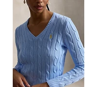 Polo Ralph Lauren Women's Cable-Knit Cotton V-Neck Sweater
