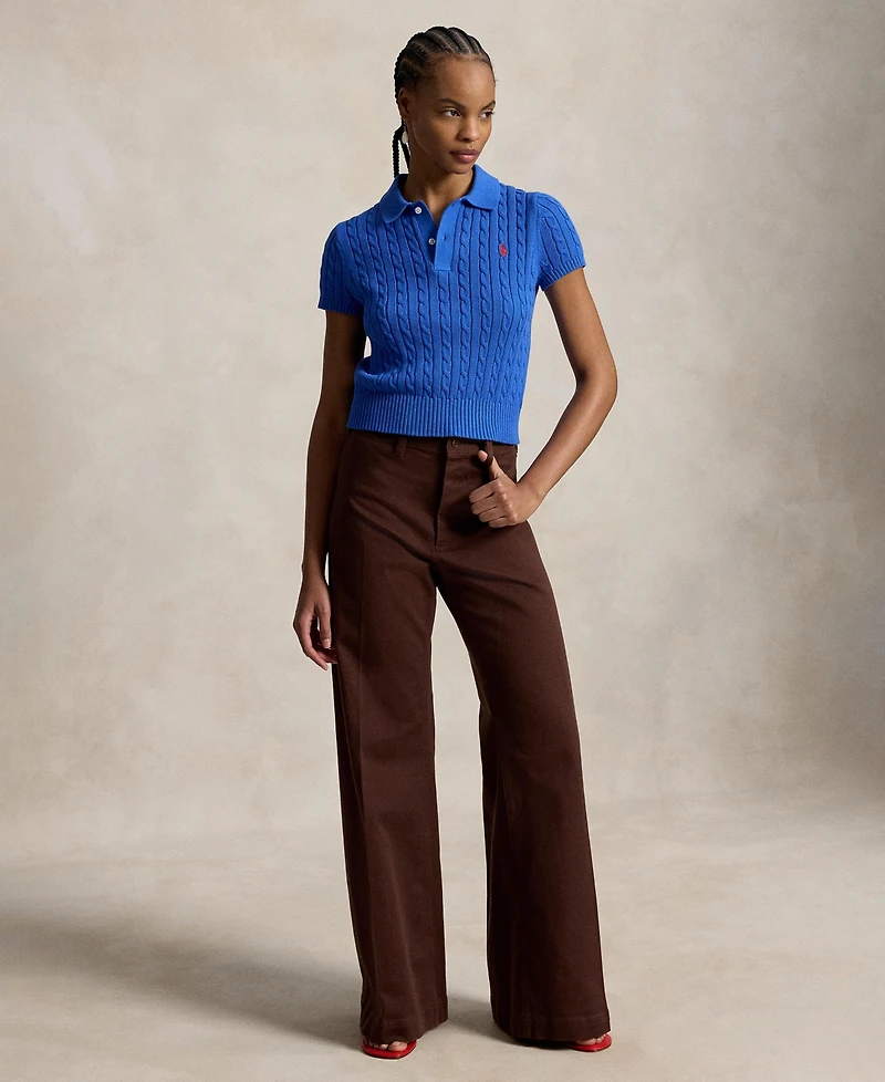Polo Ralph Lauren Women's Slim Fit Ribbed Collar Cropped Sweater