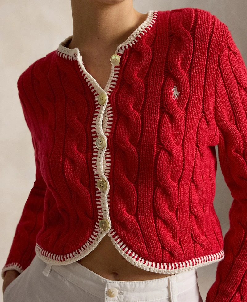 Polo Ralph Lauren Women's Crewneck Buttoned Placket Cropped Cardigan