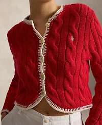 Polo Ralph Lauren Women's Crewneck Buttoned Placket Cropped Cardigan