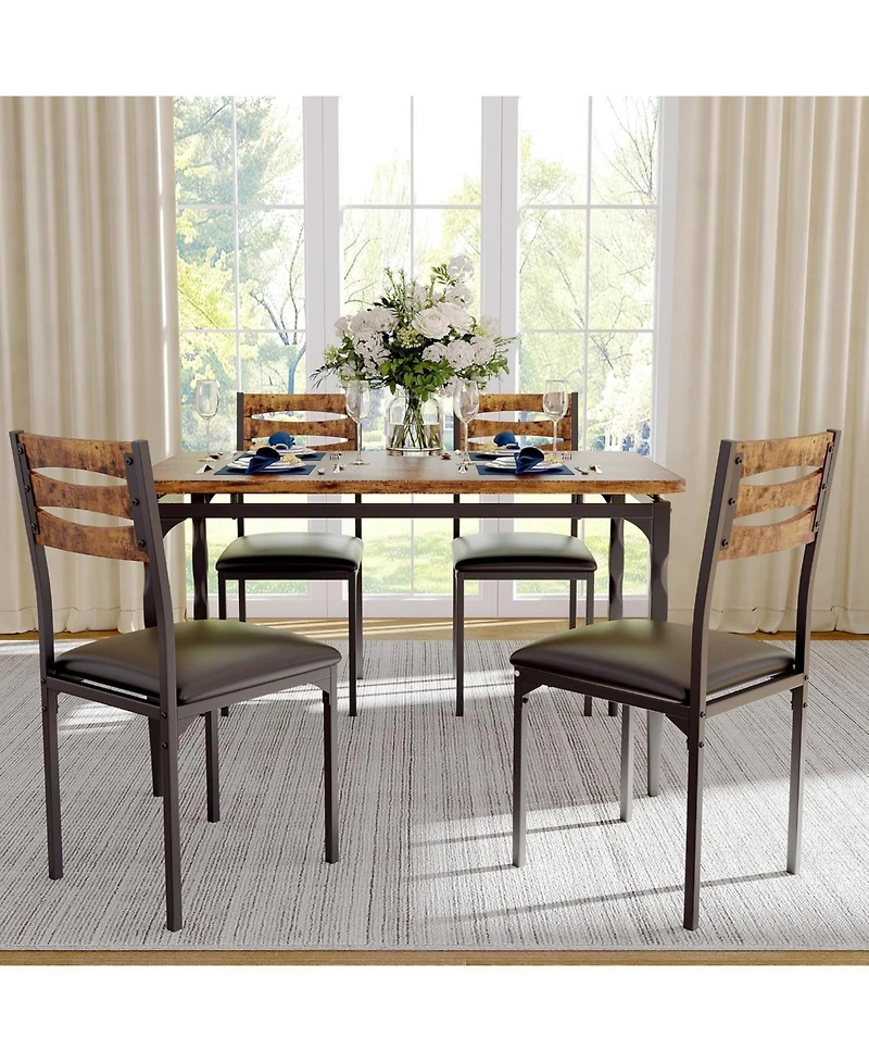 gaomon 5 Piece Dining Table Set Industrial Style Dining Table and Chairs Set for 4 Kitchen Table Set for Dining Room Kitchen Apartment