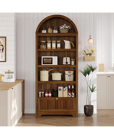 gaomon 71" Tall Arched Storage Cabinet with Drawer, 6-Tier Freestanding Arch Pantry Adjustable Shelves