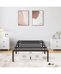 gaomon 16 Inch Twin Metal Bed Frame, Heavy Duty Platform Bed with Storage Space, Steel Support, No Box Spring Needed, Noise Free Design