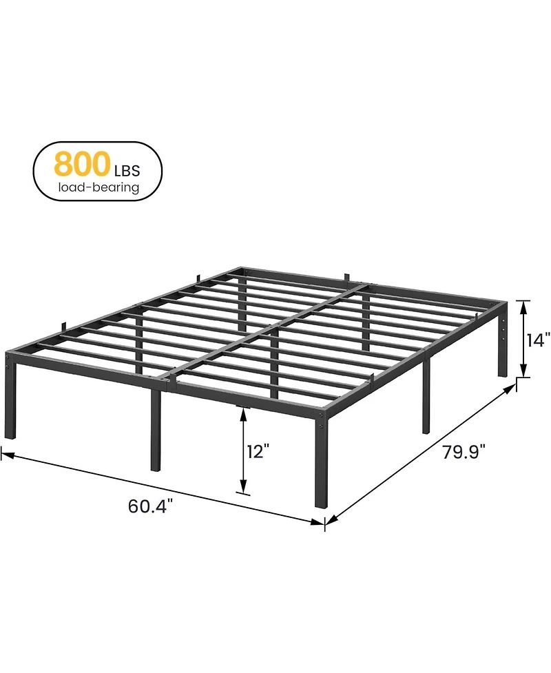 gaomon 14 Inch Queen Bed Frame with Storage,Metal Platform Queen Bed Frame No Box Spring Needed Steel Slat Support Easy Assembly