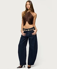 Edikted Women's Hara Fringed Crisscross Backless Top