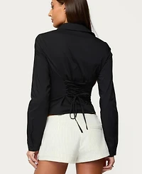 Edikted Women's Amelie Lace Up Button Shirt