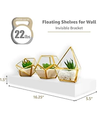 Sorbus Rustic Wood Hanging Rectangle Wall and Floating Shelf Set, Pack of 3
