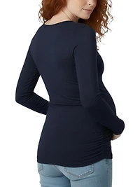 Motherhood Maternity Women's Sweetheart Side-Ruched Long Sleeve Tee