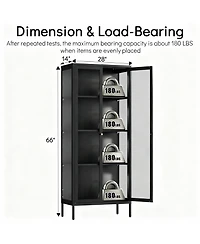 Yigii Tempered Glass Sturdy Steel Frame 3-Side Display Cabinet