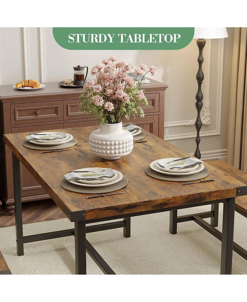 gaomon Dining Table Set for 4, Kitchen Room with 2 Benches, 3-Piece Wood Dinette Sets Chairs