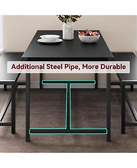 gaomon Dining Table Set for 4, Kitchen Room with 2 Benches, 3-Piece Wood Dinette Sets Chairs