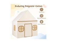 Slickblue Large Kids Playhouse Tent with Door Curtain, Windows, Star Lights