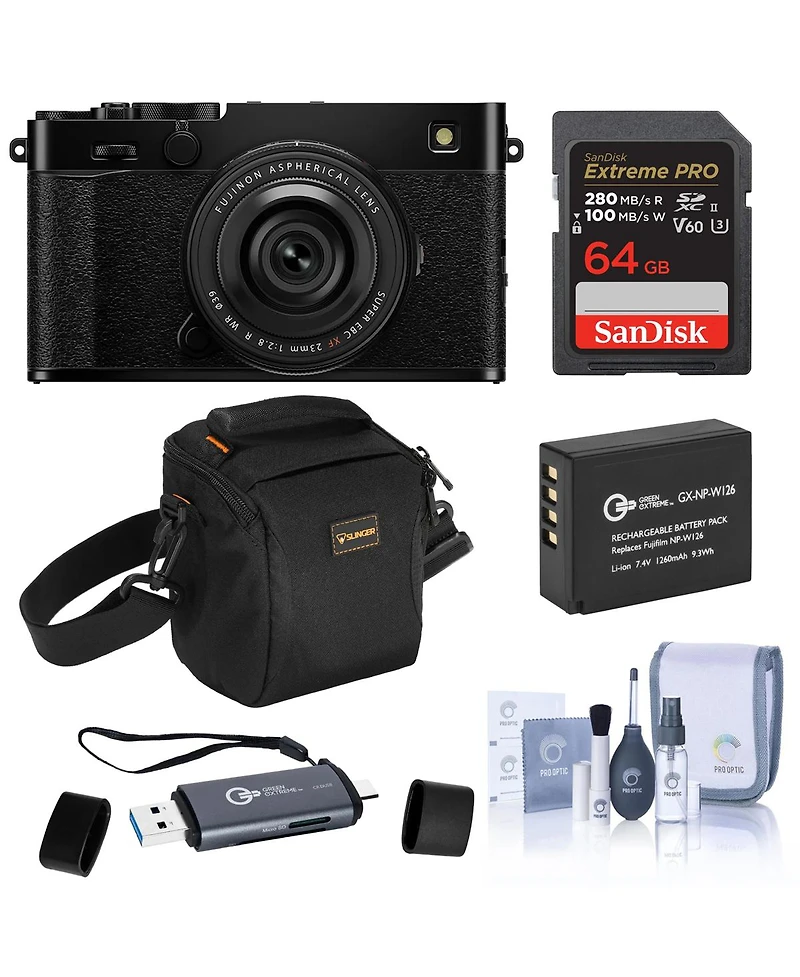 Fujifilm X-E5 Mirrorless Camera with Xf 23mm f/2.8 R Wr Lens, Bundle with 64GB Extreme Pro Sdxc Memory Card, Shoulder Bag, Extra Battery, Otg