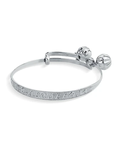 Bling Jewelry Jingle Bells Abc Numbers Butterfly Bangle Bracelet Small Wrist 6.5 Inch .925 Sterling Silver Adjustable Bells Are Silver Plated