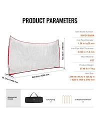 Mecale Barricade Backstop Net, 20x10 ft Sports Barrier Netting with Carry Bag, Practice Screen for Baseball, Softball, Soccer and Hockey