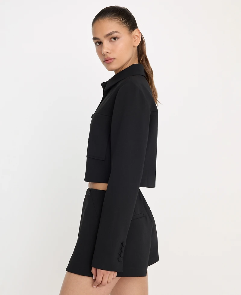 Good American Women's Collared Cropped Jacket, Regular & Plus