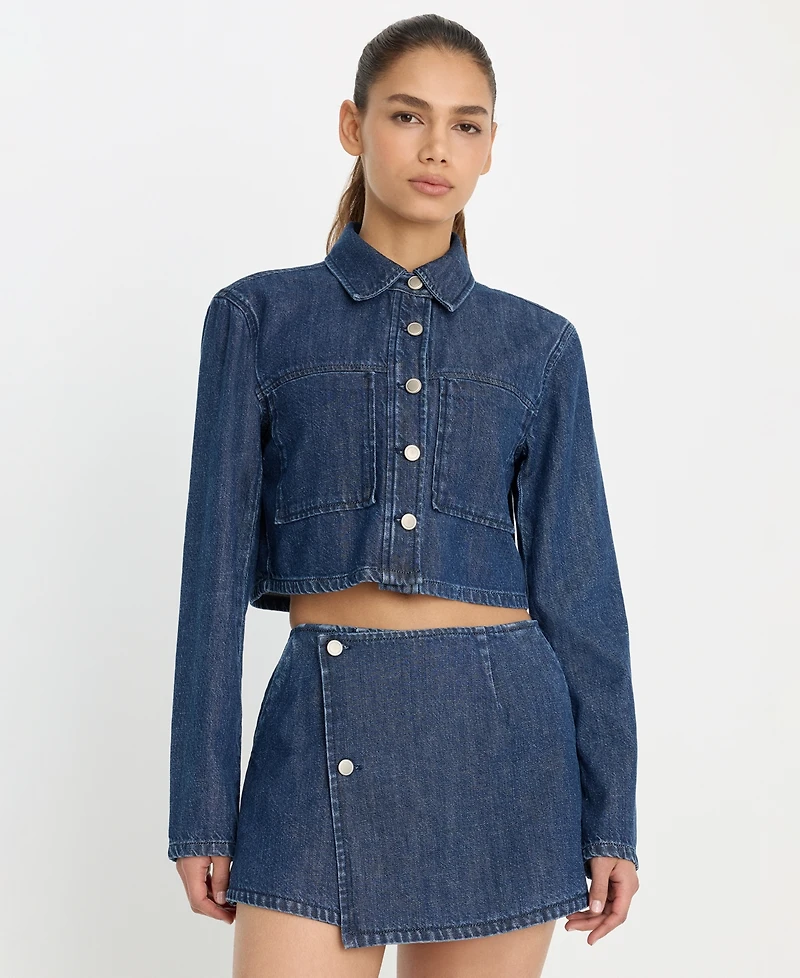 Good American Women's Denim Cropped Jacket, Regular & Plus