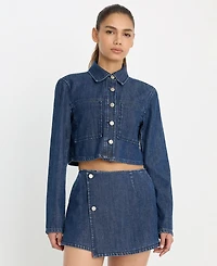 Good American Women's Denim Cropped Jacket, Regular & Plus