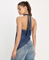 Good American Women's Asymmetric Hem Halter Neck Top, Regular & Plus