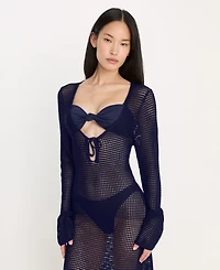 Good American Women's Plunge Neck Crochet Mini Dress, Regular and Plus