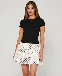 Modenaire Women's Fitted Knit Bodice Polka Dot Bubble Skirt Dress