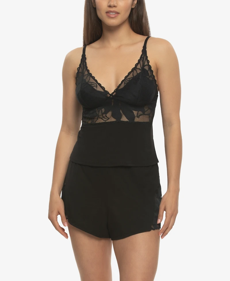 Felina Women's Annalisa Modal and Lace Shorts Cami Pj Set Style 950236