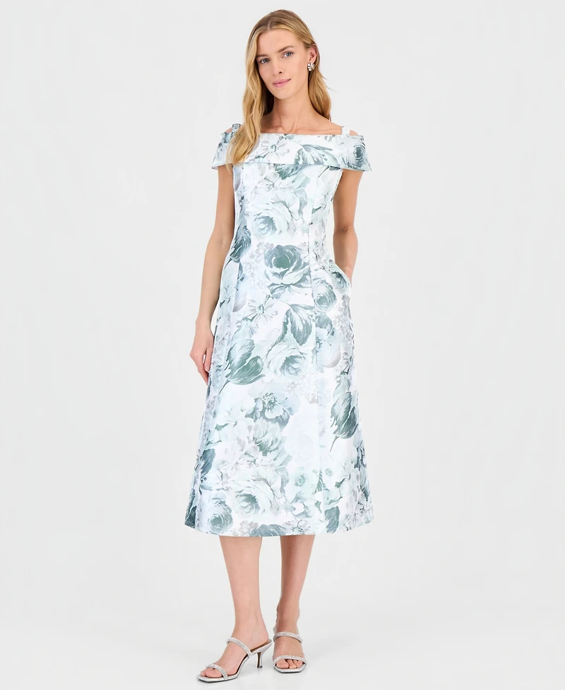 Connected Women's Printed Off-Shoulder Midi Dress