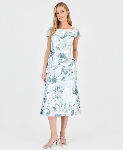 Connected Women's Printed Off-Shoulder Midi Dress