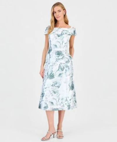 Connected Womens Printed Off Shoulder Midi Dress