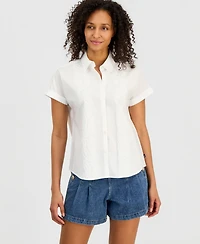 Nautica Women's Cotton Drop-Shoulder Camp Shirt