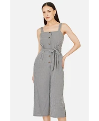 Yumi Women's Gingham Button Through Jumpsuit