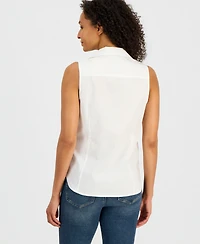 Nautica Women's Cotton Sleeveless Button-Front Top