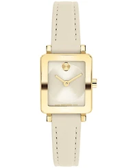 Movado Women's Bold Evolution 2.0 Mini Tank Swiss Quartz Chalk Leather Watch, 20x23mm