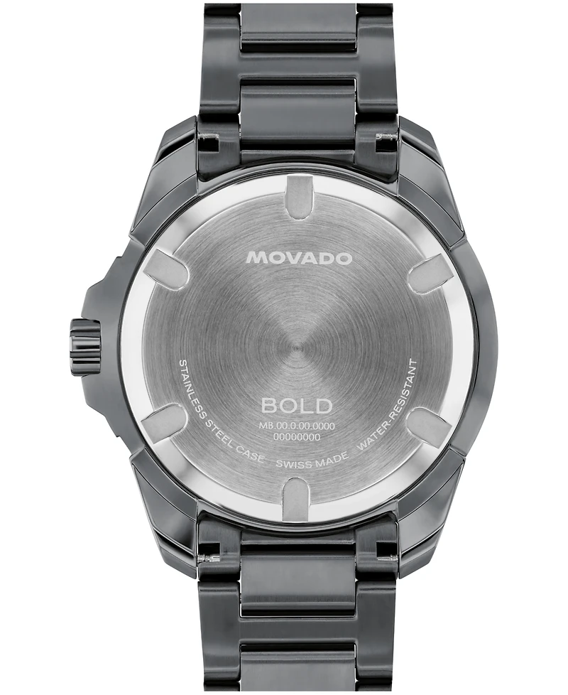 Movado Men's Bold Verso S Swiss Quartz Ionic Plated Grey Steel Watch, 42mm