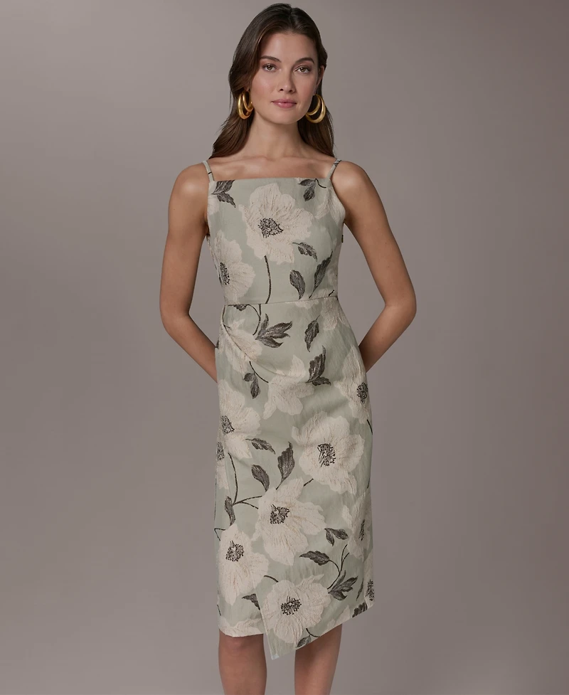 Donna Karan New York Women's Square Neck Faux Wrap Sheath Dress