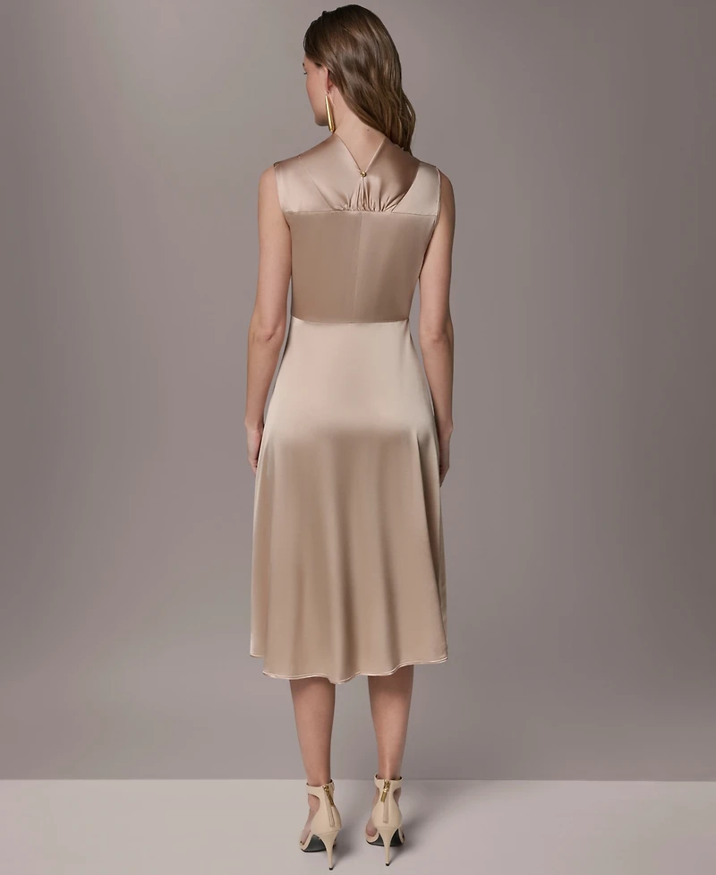 Donna Karan New York Women's Mock Neck A-Line Dress