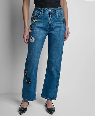 Dkny Women's 1989 Pins & Patches Straight Fit Pants