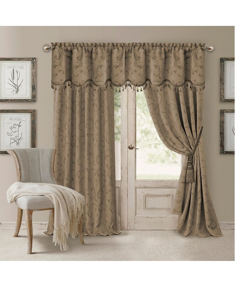 Threadmade Mia Jacquard Scroll Blackout Window Curtain