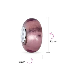 Bling Jewelry Set of 4 Translucent Solid Metallic Rose Pink Glass Charm Bead with Sterling Silver Core