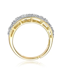 Sterling Silver 14k Gold Plated Cubic Zirconia Pave Band Ring