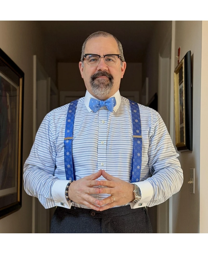 Trafalgar Men's Let It Snow Novelty Snowflake Silk Formal End Suspenders