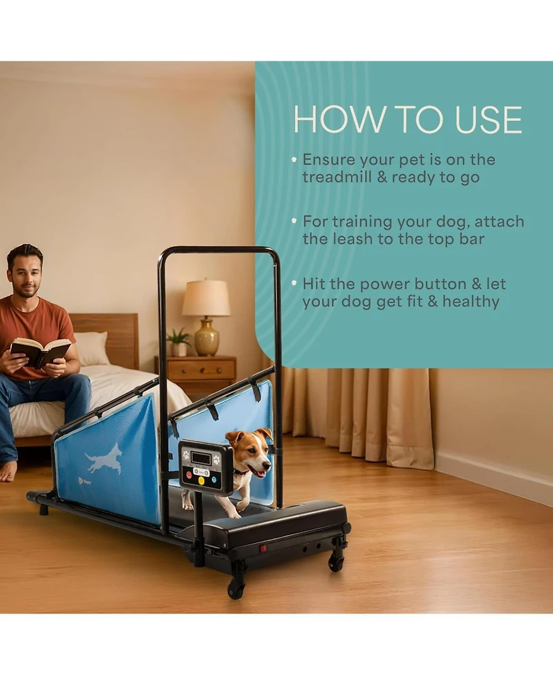 Lifepro PawRunner Compact Dog Treadmill – Indoor Pet Fitness Machine for Small & Medium Dogs up to 130 lbs – Durable Treadmill for Canin