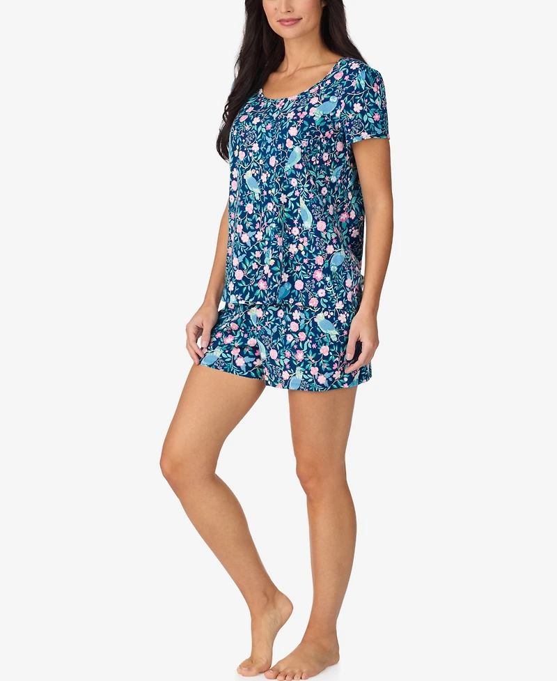 Cuddl Duds Women's Short-Sleeve Top & Boxers, 2-Piece Pajama Set