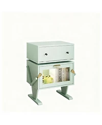 Ygii Led Nightstand with 360° Rotating Drawer for Bedroom or Office