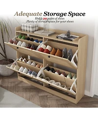 gaomon Large Shoe Storage Cabinet with 4 Flip Drawers, Narrow Entryway Shoe Organizer with Adjustable Shelves.