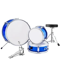 Sugift Kids Drum Set 3-Piece 14" Beginner Kit with Throne Pedal Sticks Blue