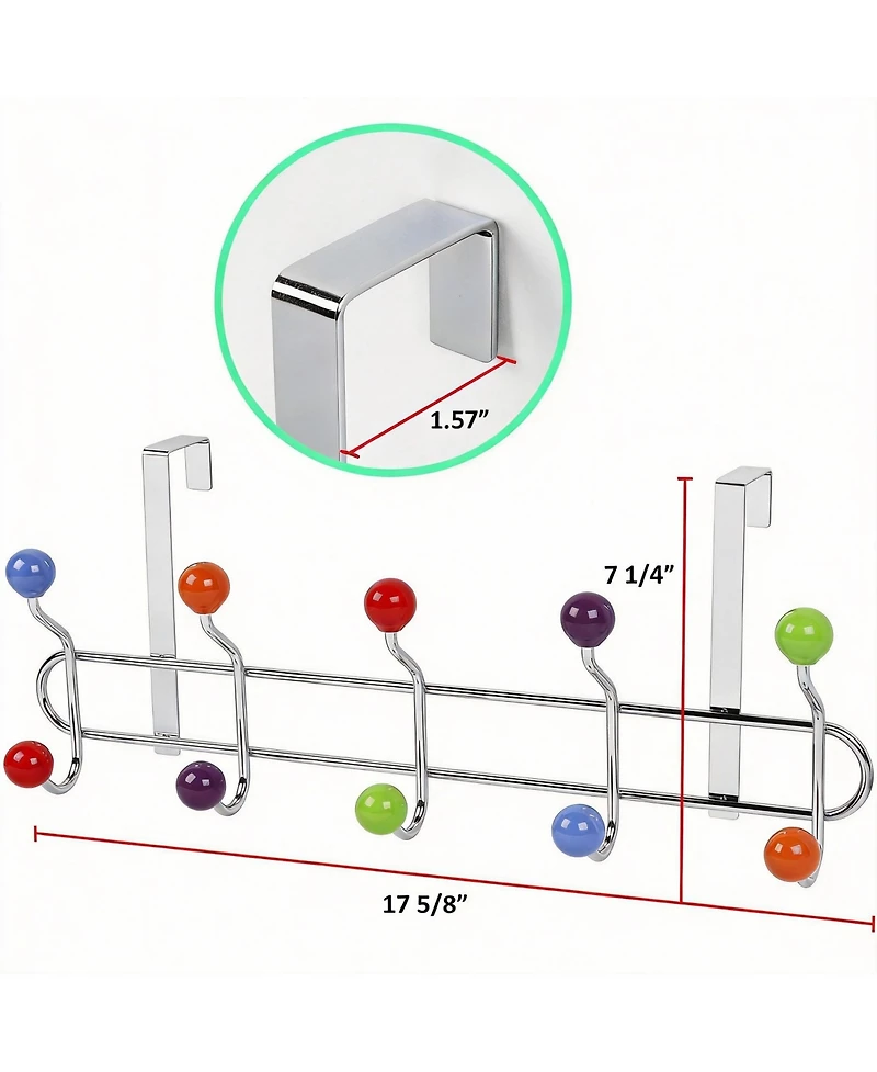 Yigii 10 Hooks Over Door Hook Rack, Stainless Steel, Ceramic Knobs